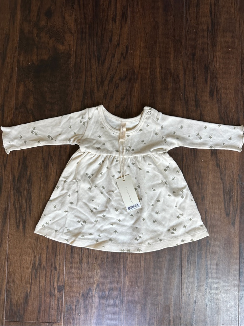 Quincy Mae Cream Dress with Olive Star Print